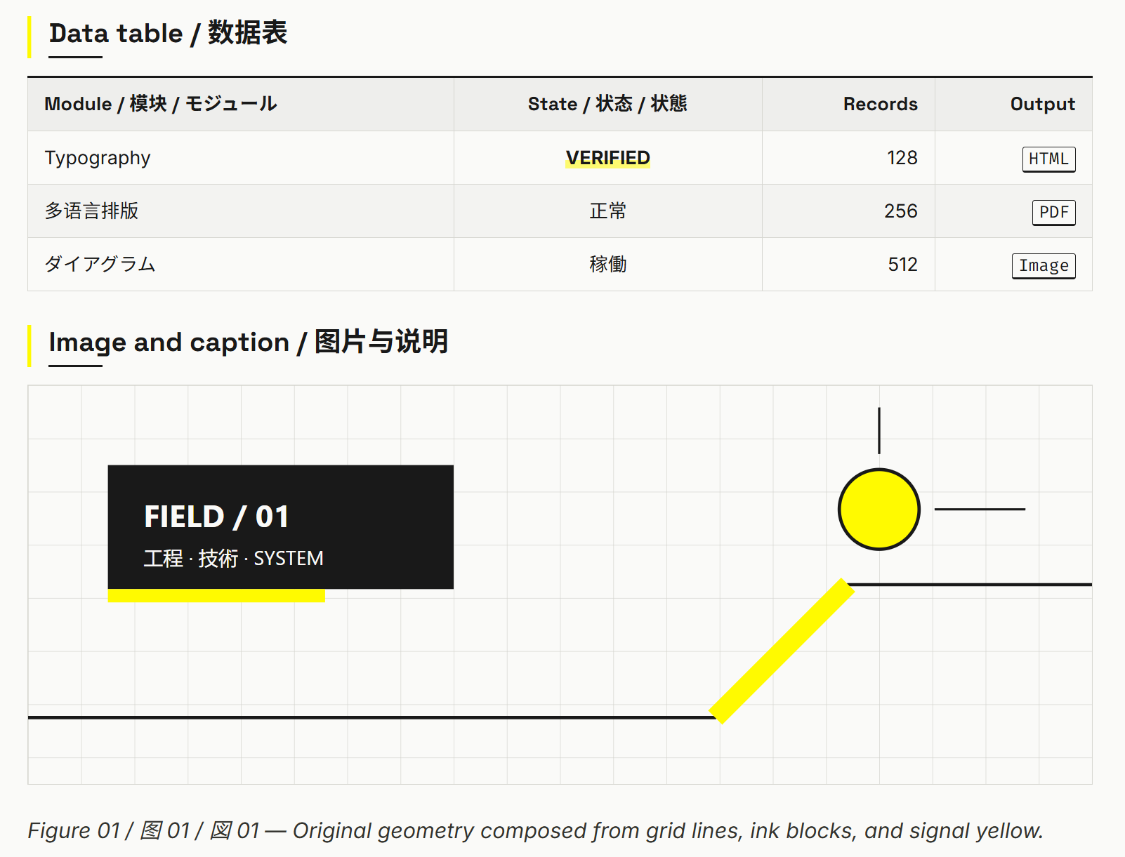 Arkfield data table and original engineering-grid illustration