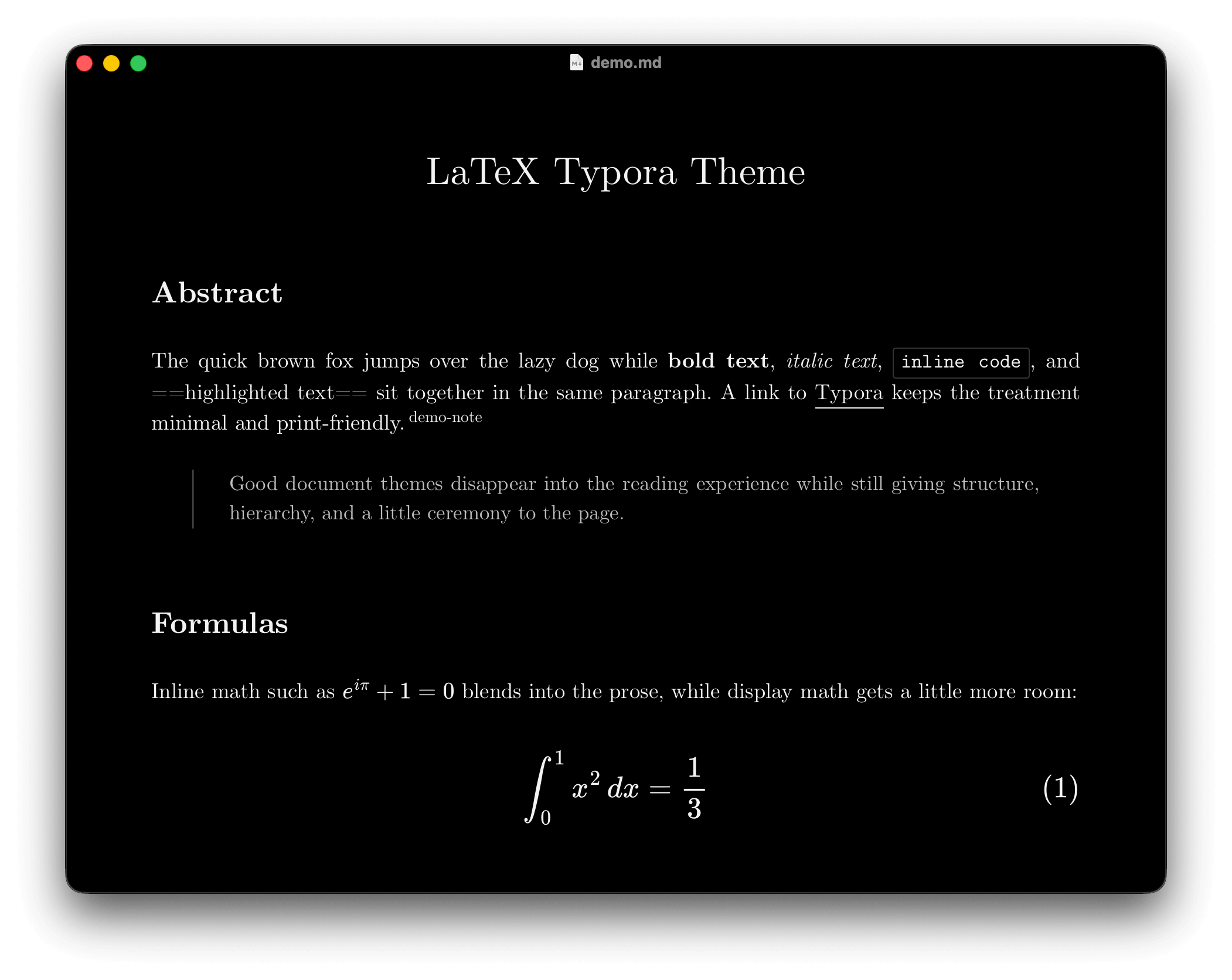 LaTeX Typora dark mode
