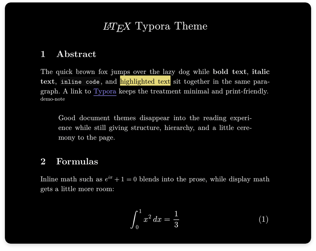 LaTeX Typora V2 dark mode