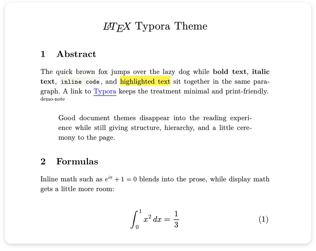 LaTeX Typora V2 light mode