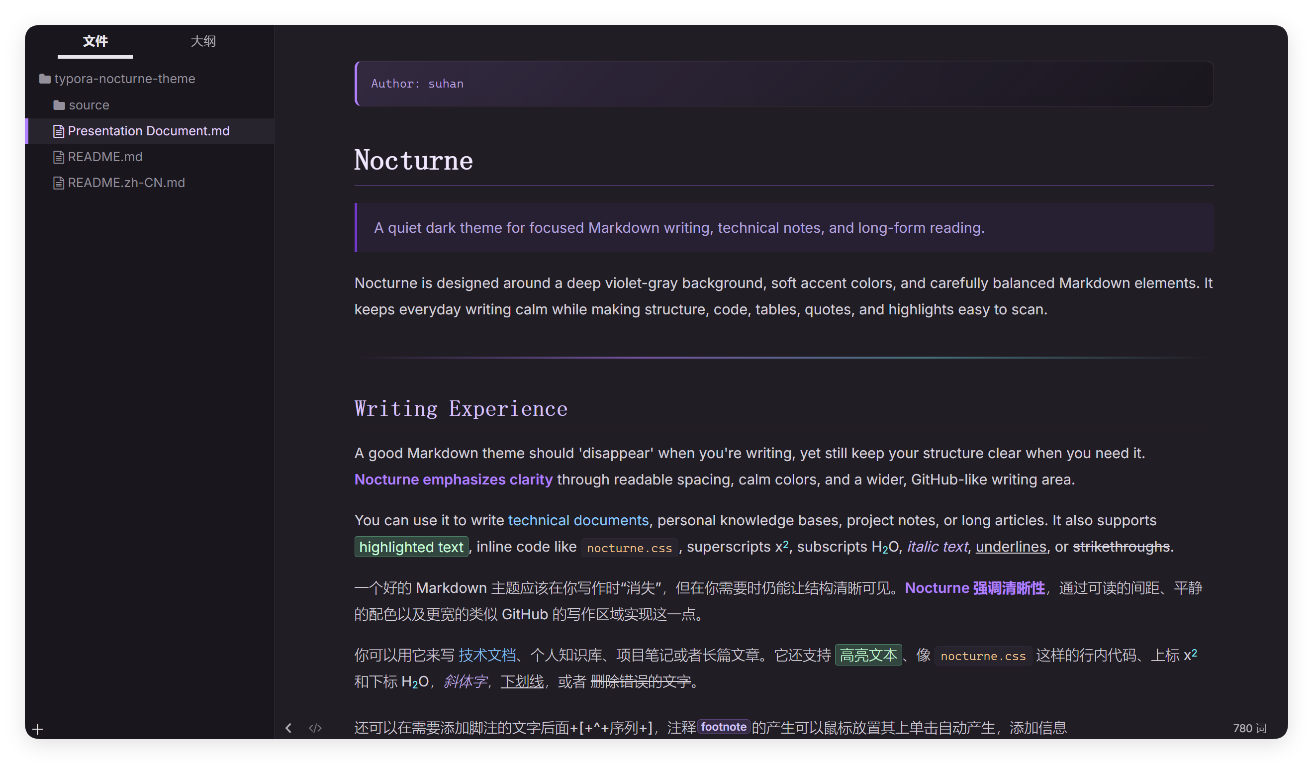Preview of nocturne theme