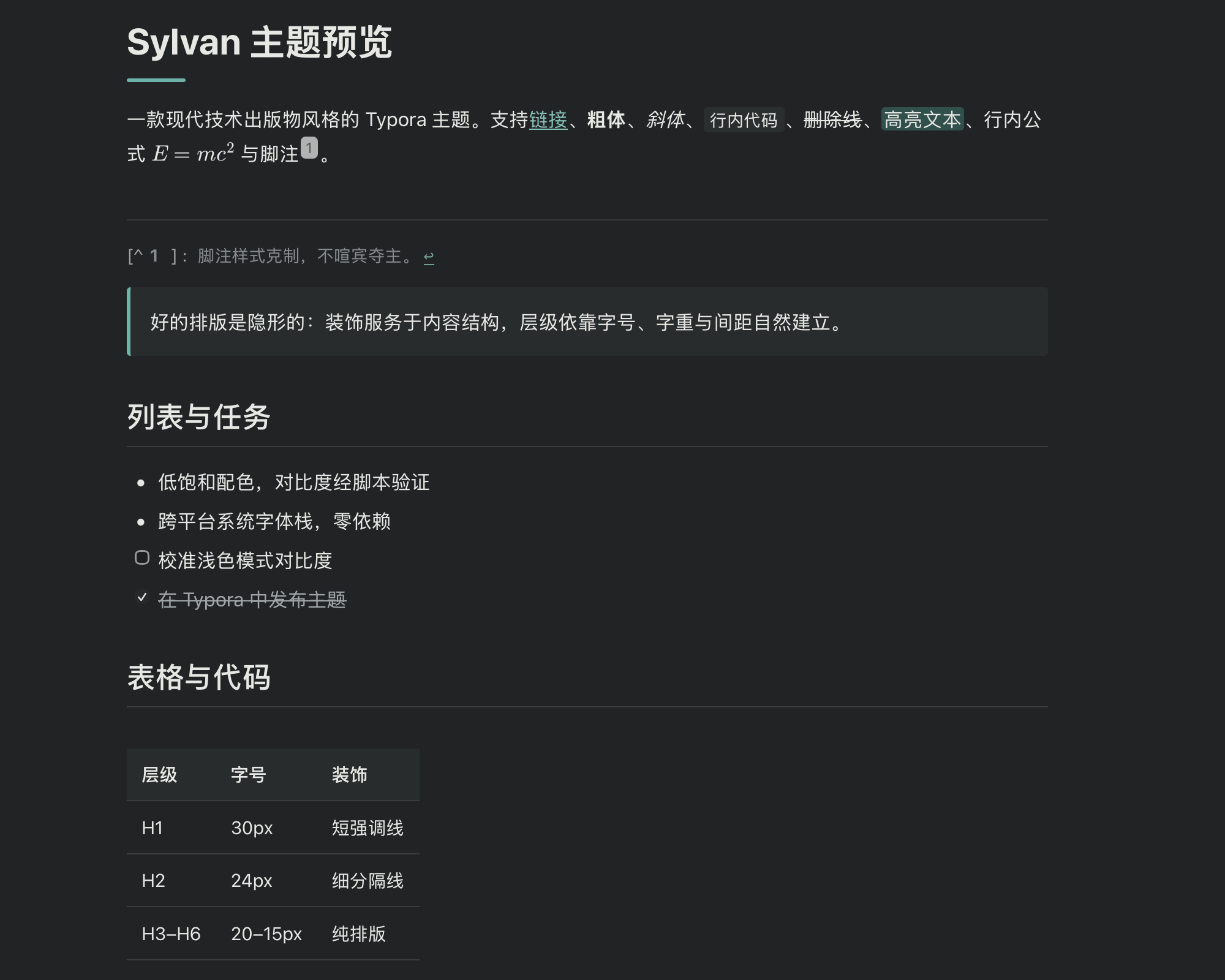 Sylvan dark mode — independently calibrated, not an inversion
